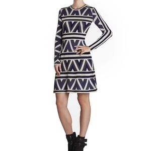 BCBGMAXAZRIA Malina Zig Zag Jacquard Sweaterdress